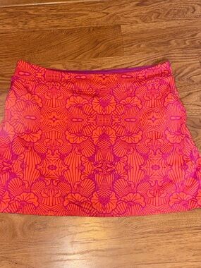 Vibrant Pink-Orange Printed Mini Skort